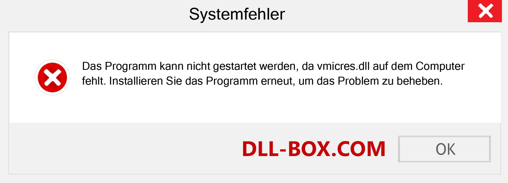 vmicres.dll-Datei fehlt?. Download für Windows 7, 8, 10 - Fix vmicres dll Missing Error unter Windows, Fotos, Bildern