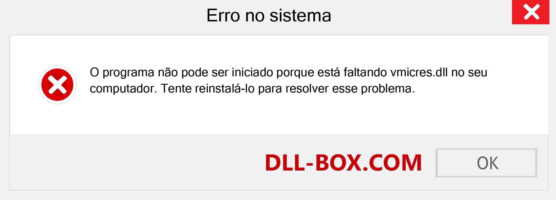 Arquivo vmicres.dll ausente ?. Download para Windows 7, 8, 10 - Correção de erro ausente vmicres dll no Windows, fotos, imagens